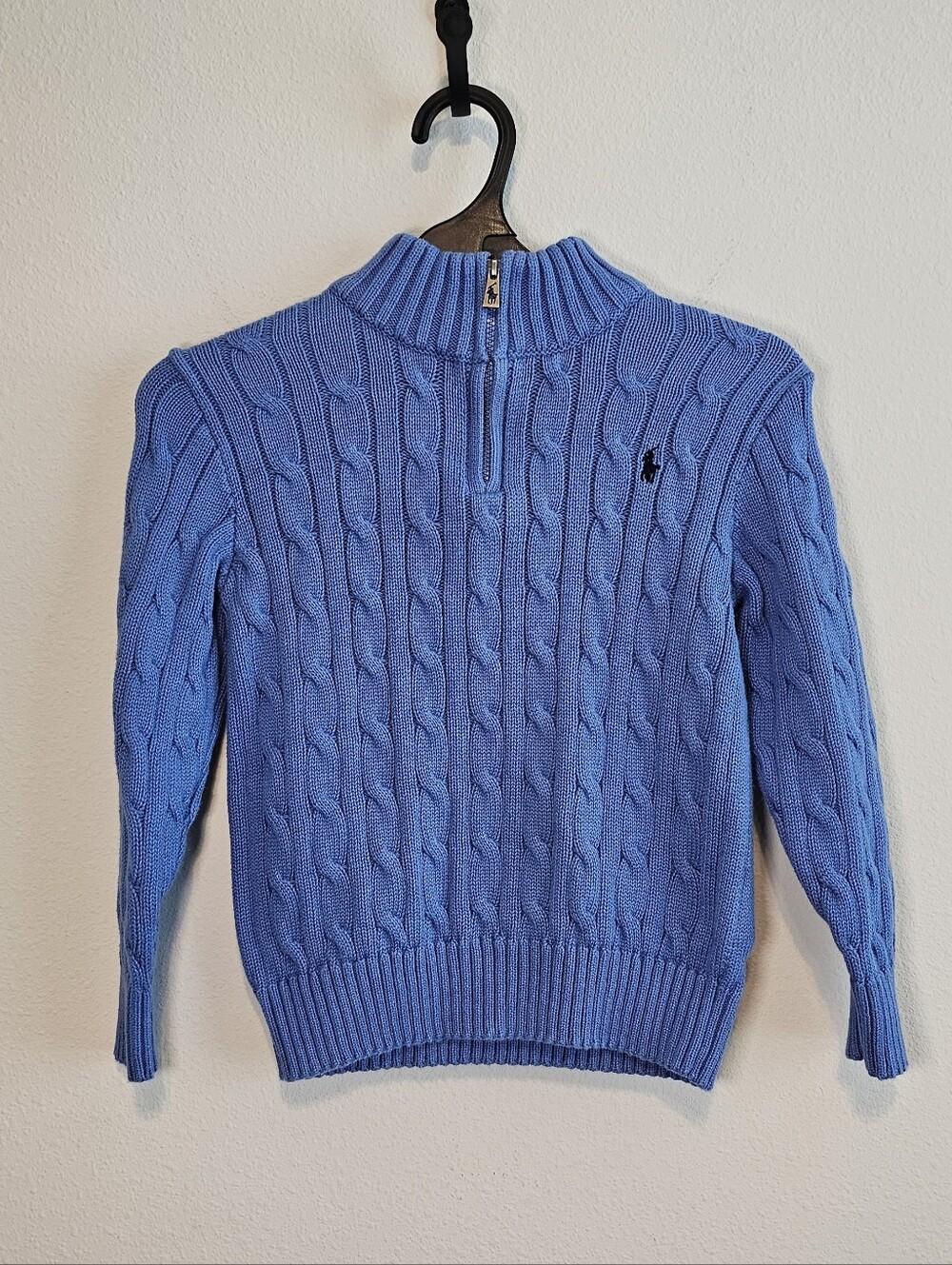 Polo Ralph Lauren Kids Size 5 Cable Knit Mock Neck Pullover Blue